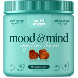 Natural Calming & Cognitive Support Chews for Dogs - DHA, Lion's Mane & Ashwagandha - Mood & Memory Support - Salmon Flavored Soft Chews - 90 Count