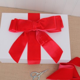 ThreadArt Thin Velvet Ribbon 1/4 Inch - Velvet Ribbon for Gift Wrapping, Weddings, Ribbon for Hair Bows, Choker Jewelry, Crafts, Bouquet and More - 5 Yard Rolls - Red