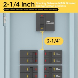 HUBRV Generator Interlock Kit Compatible with Eaton or Cutler Hammer Vertical Throw CH Series CH5 150 or 200 amp, 2 1/4" Spacing Between Main and GEN Breaker