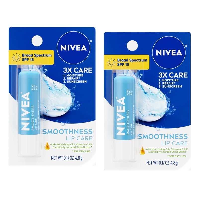 NIVEA Smoothness Broad Spectrum SPF 15 Sunscreen Lip Care, 0.17