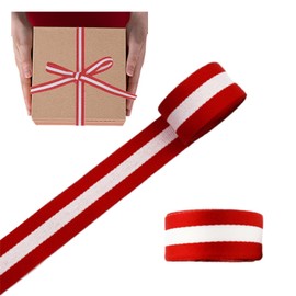 Red White and Red Grosgrain Stripes Ribbon Striped Velvet with Ample Length and Strength, Ideal Choice for DIY Crafts, Presents, and Events Decoration