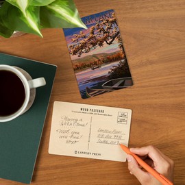Squam Lake, New Hampshire, Lake at Dusk (4x6 Birch Wood Postcards, 2-Pack Stationary, Rustic Home Wall Decor)