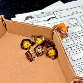 Sage's Baby Squirrel Familiar Resin Polyhedral Dice Set & Figurine D&D Dice