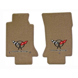 Lloyd Mats NEW! FLOOR MATS Tan 1997-2004 C5 Corvette Crossed Flags Embroidered Emblem Logo