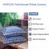 HOPLEE Summer Navy Blue Pillow Covers 18x18 Farmhouse Gingham Pillows