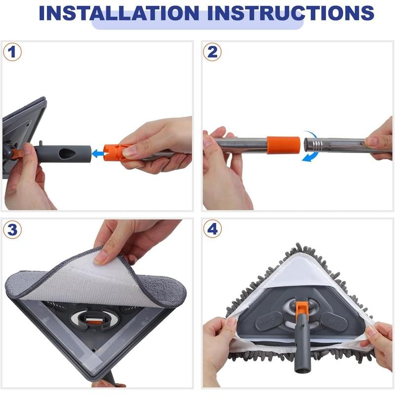 Wall Cleaner Mop with 79 Inches Long Handle 360° Washer