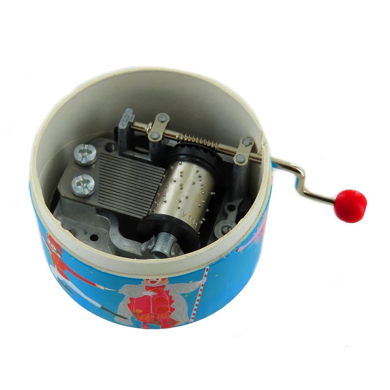 Round Music Box/Music Box with Hand Crank Made of Cardboard