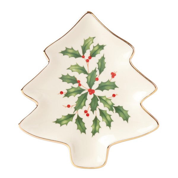Lenox 879592 - Plato de fiesta con forma de árbol navideño