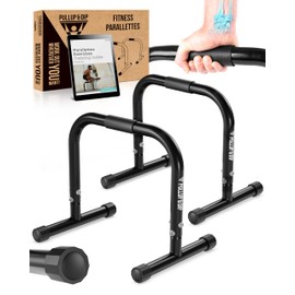 PULLUP & DIP Fitness Parallettes, Medium Parallette Bars For Calisthenics, Crossfit & Gymnastics, Handstand Bars With Extra Wide Handle & No Wobbling