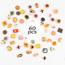 60 Pieces Miniature Food Mini Food Drink 1:12 Scale House Kitchen Food Miniature Kitchen Accessories Food and Tableware Set, Not Eraser (Random Styles)