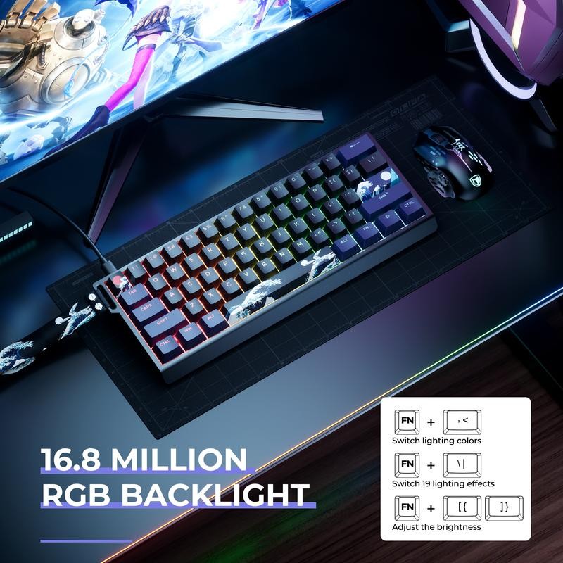 XVX H61 Kanagawa CNC Aluminum 61% Mechanical Keyboard Wired only