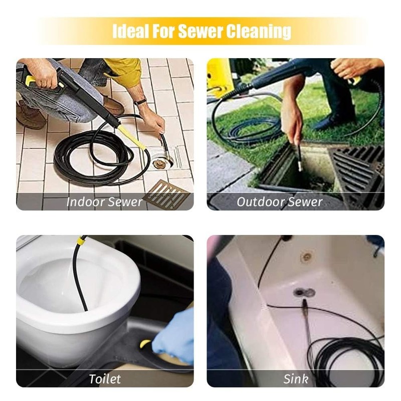 Sewer Jetter Kit for Pressure Washer-100 ft Jetter Hose, Drain