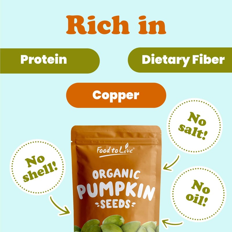 Food to Live Organic Raw Pepitas, 2 Pounds — Non-GMO,
