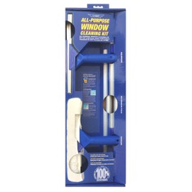 Ettore 17050 All-Purpose Window Cleaning Combo Kit Includes 12-Inch All-Purpose Squeegee, 10-Inch All-Purpose Microfiber Washer and 42-inch REA-C-H Extension Pole , Blue