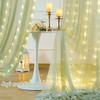 10x10ft Sage Green Backdrop Curtain with Lights String for Wedding,