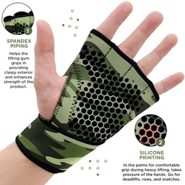RDX Weightlifting Gloves Gym Anti Slip Long Strap Muscle Training Pull Up Chin Up Powerlifting Workout (Army Green, S/M)