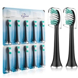 Toothbrush Replacement Heads Compatible with AquaSonic Black Series/Black Series pro/Vibe Series/Duo Series pro Electric Toothbrush, Balck, 10 Pack
