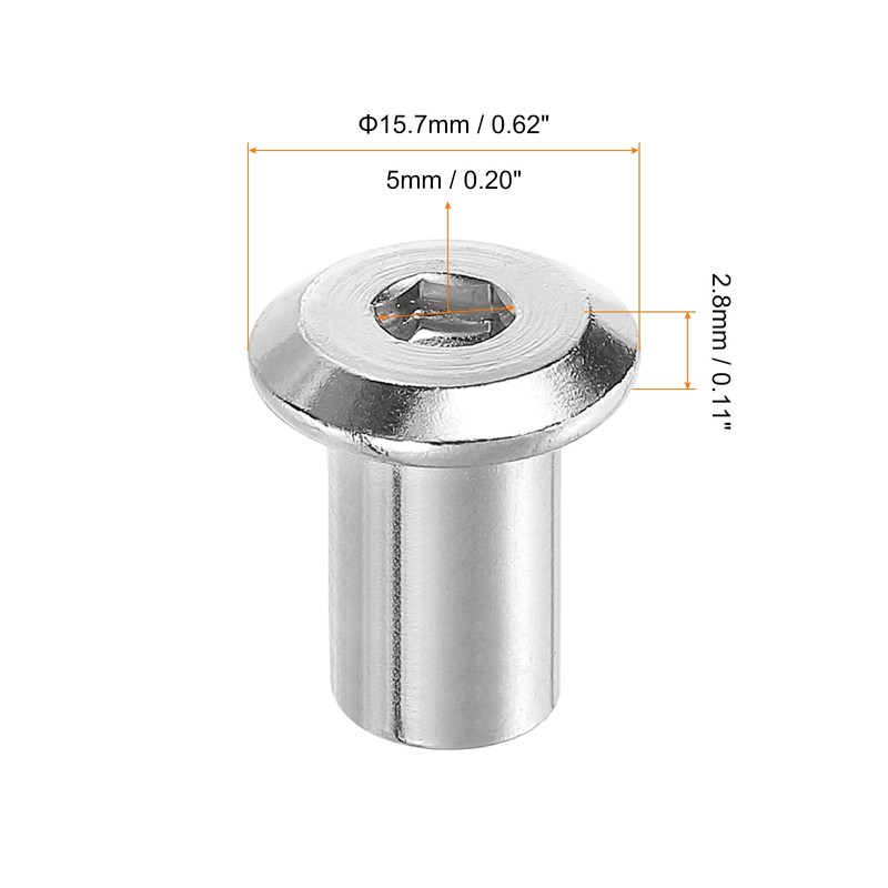 sourcing map M8x12mm Hex Socket Head Insert Nut Screw Post