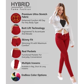Hybrid & Company Women's Butt Lift Stretch Denim Jeans P37385SK N2 RED 11 Long