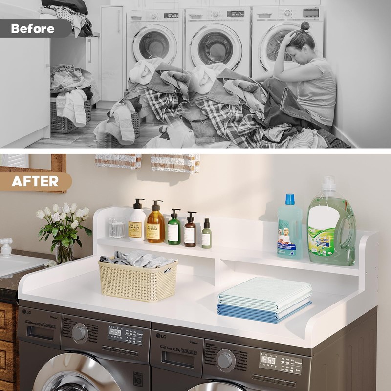 Corbyles 2-Tier Washer Dryer Countertop with 2.75"H Edge Rails, 54"