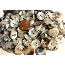 Unbranded 8 Glossy Iridescent Off-white Brown Shell MOP Buttons 15mm Almost 5/8" 12819