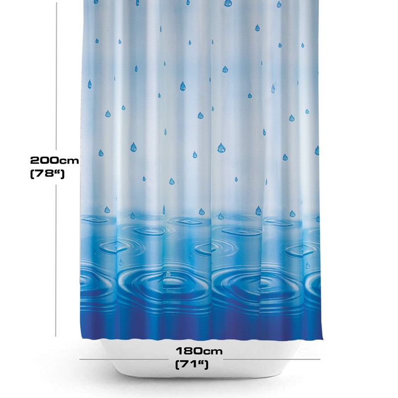 Extra Long Fabric Bathroom Shower Curtain 180cm Wide by 200cm