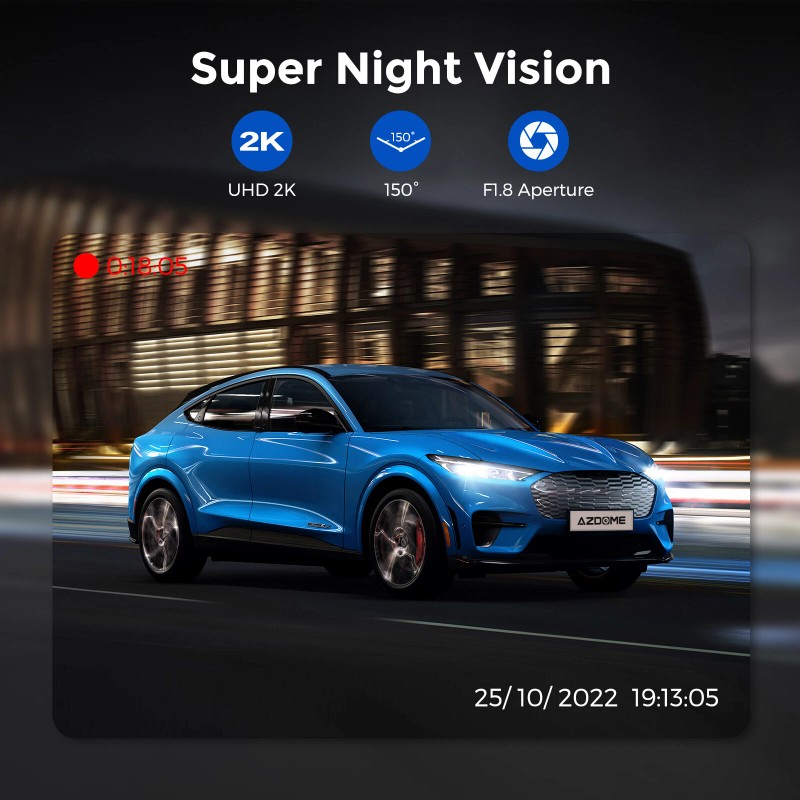 AZDOME 3" 2K Dash Cam WiFi Car Camera Parking Mode