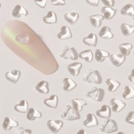 Mirhua ネイルパーツ ネイルツール パーツ ハート 3D 立体 透明 レジン DIY 可愛い ネイルアート デコパーツ 5mm 6mm 約200個