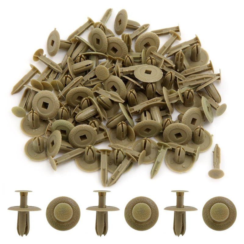 uxcell 50 Pcs Beige 6mm Hole Plastic Rivet Auto Door