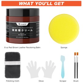 Reddish Brown Leather Recoloring Balm 200g Faux Leather Repair Kit for Car Seats, Leather Repair Cream Kit - Leather Restorer for Scratches, Faded Areas, Wear, Leather Paint for Sofas, Car Seats,