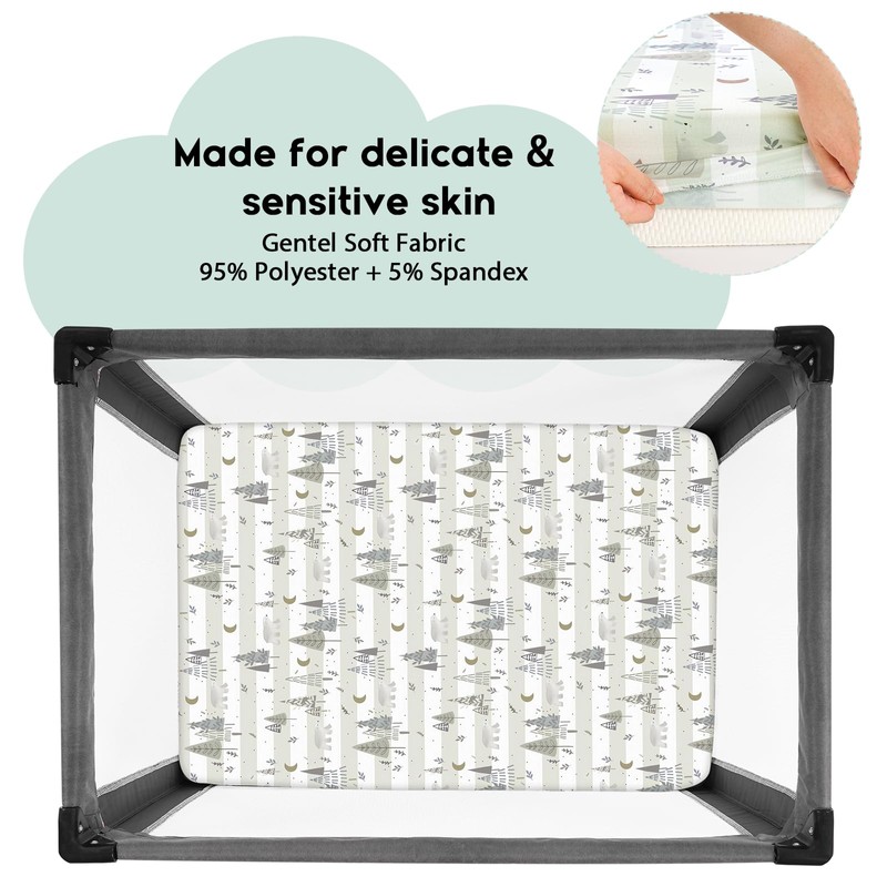 Yoofoss Travel Cot Sheets 95 x 65cm Fitted Cozy &