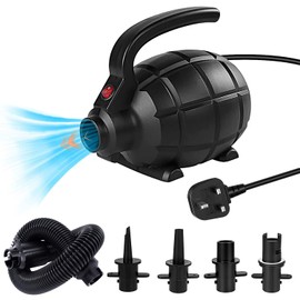 PPXIA Electric Air Pump Portable Air Track Pump, Quick-Fill Inflator Deflator Air Pump with 4 Sizes Nozzle for Inflatables, Air Mattress, Air Bed, Paddle Board, Gymnastics Mat