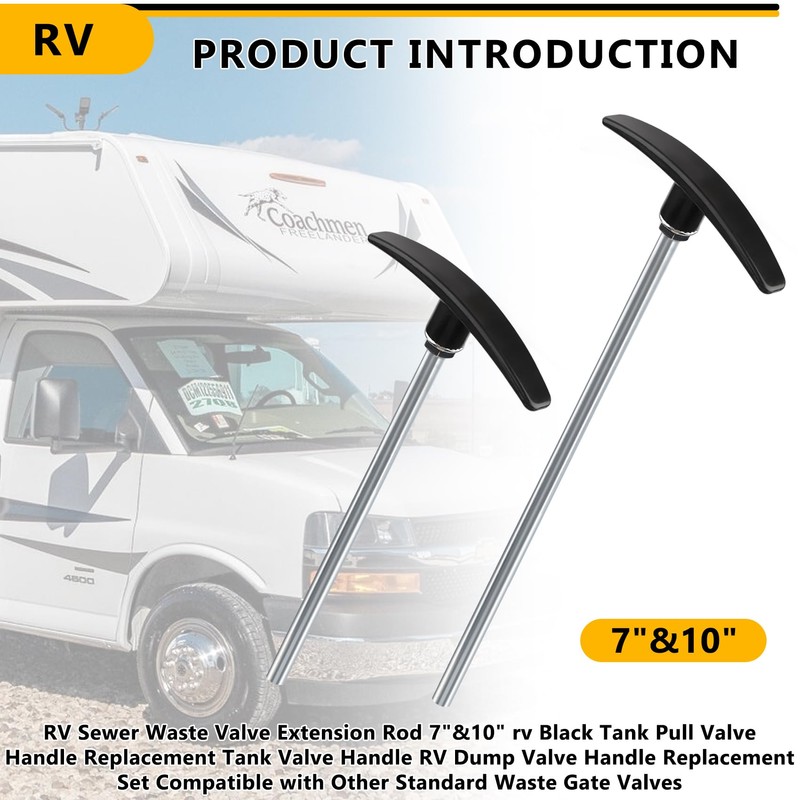 BKIFU RV Sewer Waste Valve Extension Rod 7"&10",rv Black Tank