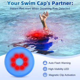 Maoligo Pool Safety Alarm, Swim Cap Partner, Drowning Prevention Alart for Pool, Swiming (Blue)​