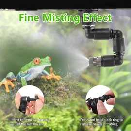 RUNWUSHENG Reptile Misting System - 2-Gallon Large Water Tank, 3 Adjustable 360° Nozzles, Touch-Controlled Light, for Chameleons, Snakes, Lizards and More