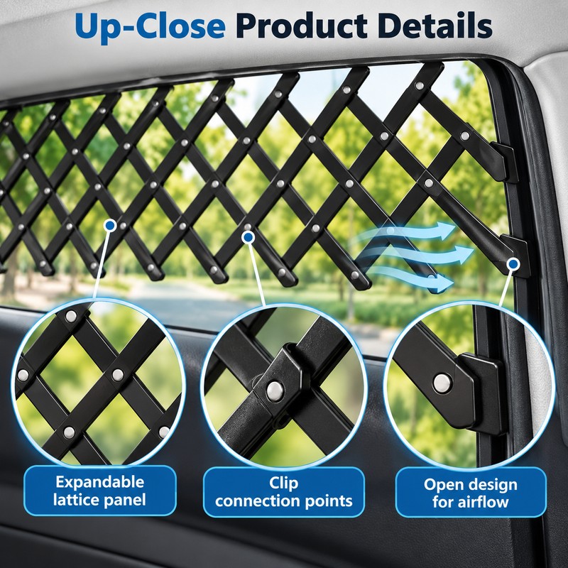 Car Window Pet Gate for Dog Travel – Ventilation Guard