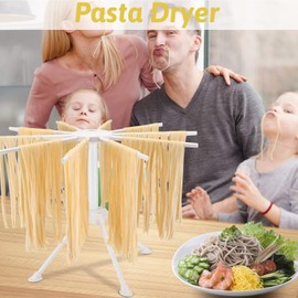 Collàpsible Pasta Drying Rack - Noodle Hanger with 10 Sturdy Handles | Spaghetti Noodle Dryer | Spaghetti Noodle Tree Stand Hanger | Homemade Fresh Spaghetti Stand Dryer for Home Kitchen