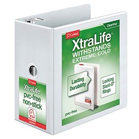 Cardinal® XtraLife ClearVue Nonstick Locking Slant D-Ring Binder, 6" Rings, 55% Recycled, White