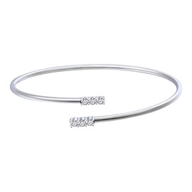 14K White Gold Plated Silver Bracelet With 0.36 Carat Total Weight Lab Grown Diamond (D-E Color, Round Brilliant Shape, VS Clarity) Bracelet For Women, Gift For Her Jewelry For Women