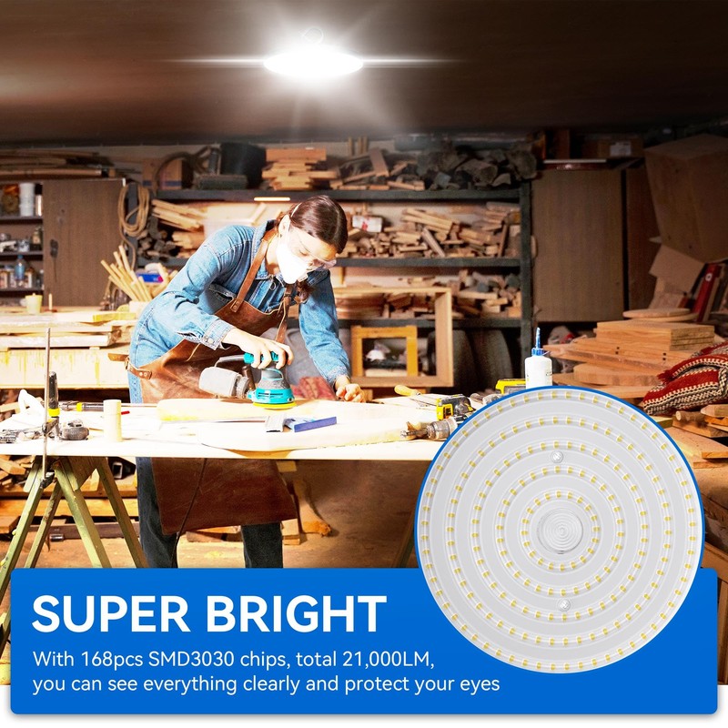 4 Pack LED High Bay Light 150W, 21000lm, 6000K Daylight