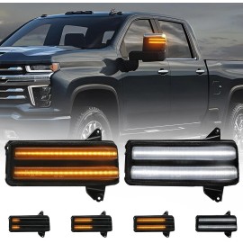Signal Sequential Tow Mirror Turn Signal Lights Smoked for '20-'23 2500/3500 Chevy, GMC