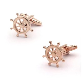 Ship Wheel Rose Gold Cufflinks – Vintage Nautical Design for Men, Great for Weddings and Formal Events Cuff Links