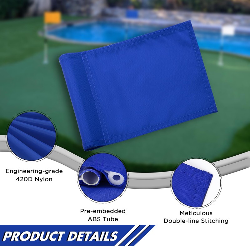 KINGTOP Golf Flag 8x6 Inch - Plain Blue, 420D Nylon,