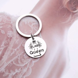 SEIRAA Lab Tech Gifts for Women Medical Technician Key Ring Gift Lab Week Gifts Lab Queen Biologist Microscope Jewelry (LAB keychain)