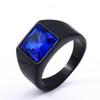 Men's stainless steel square gemstone ring titanium steel inlaid gemstone
