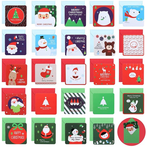 Naler 24 Mini Tarjetas de Felicitación Navideñas Tarjetas de Feliz