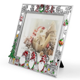 LARAINE Picture Photo Frame 5x7 Metal 2020 Christmas High Definition Glass Display Pictures for Tabletop Home Decorative Holiday Gift (Gnome (2024))