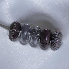 [Handmade Nail Tips] Universe Palette Nail Tips - Short Ballerina / [수제네일팁] 우주팔레트 네일팁 - 숏발레리나