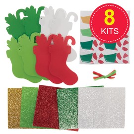 Baker Ross FX776 Christmas Stocking Mix and Match Decoration Kits - Pack of 8, Christmas Decoration Arts and Crafts for Kids