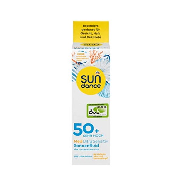 SUNDANCE MED Ultra Sensitive Sun Fluid SPF50+, 50 ml / For Allergic Skin, Mallorca Acne, Sun Allergy*